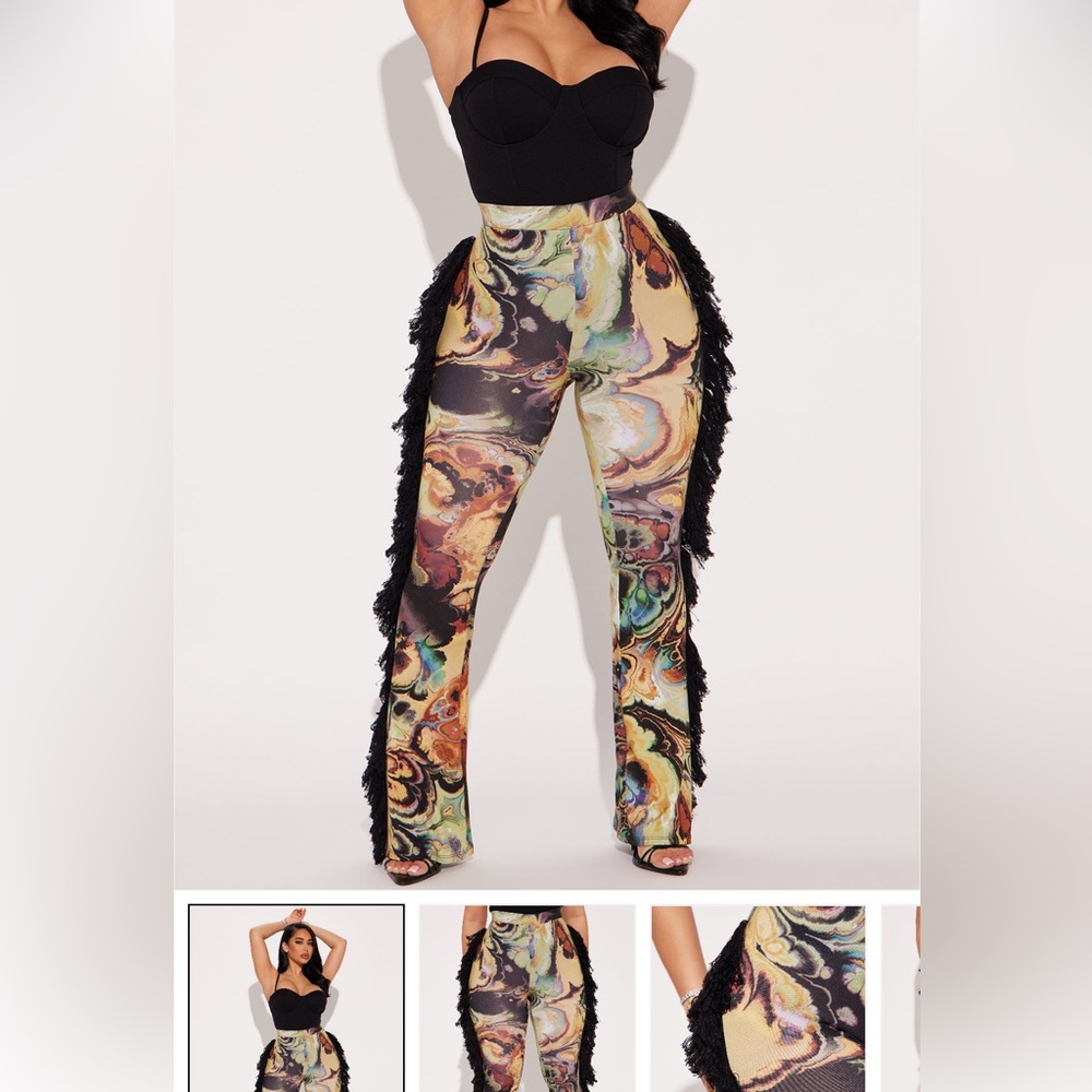 Fashion Nova Black and Multicolor Skinny Pants